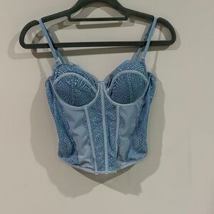 Garage Lace Bustier in Light Blue